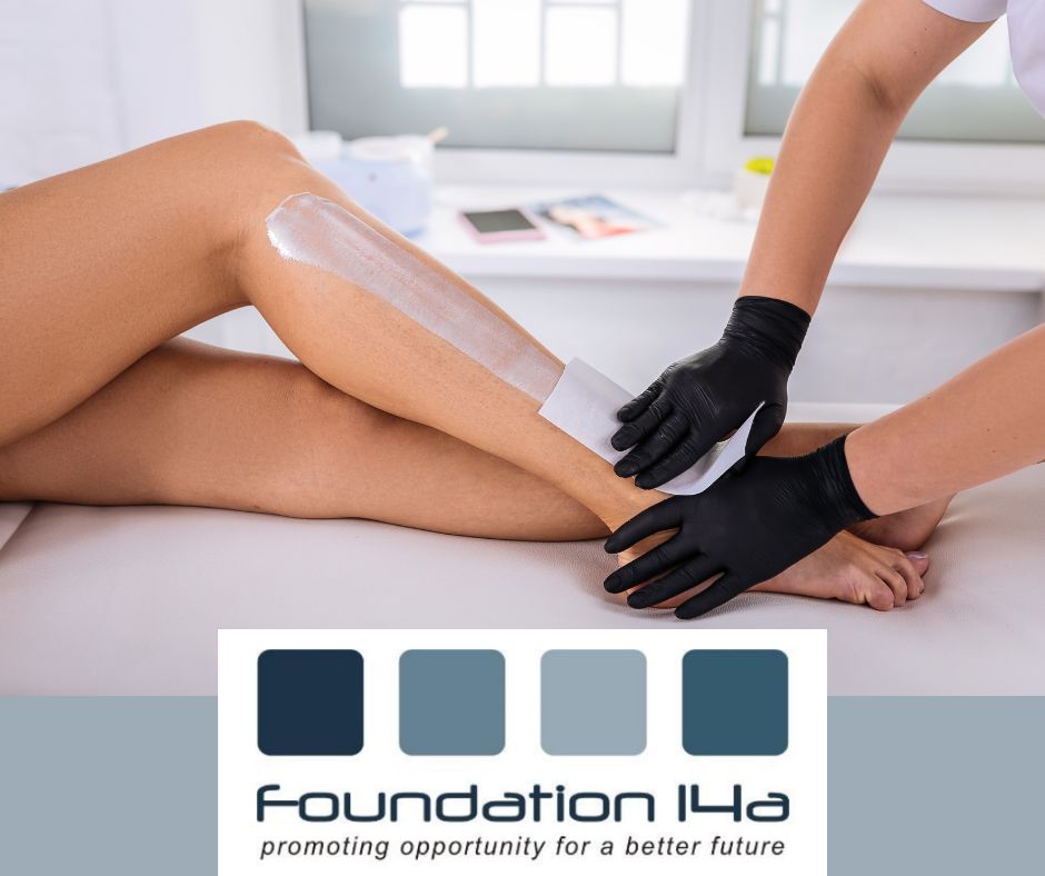 Foundation 14a - close up of ladies legs being waxed