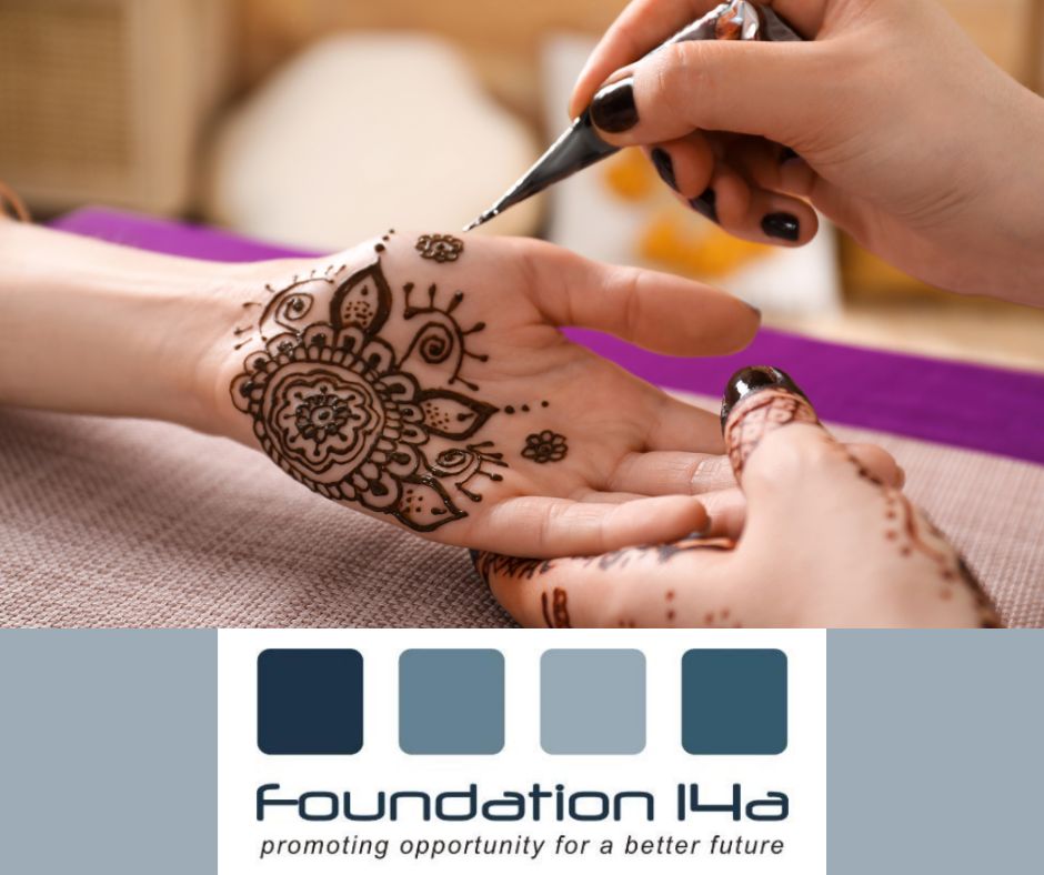 Beauty Masterclasses - close up of a lady's hand being painted with henna