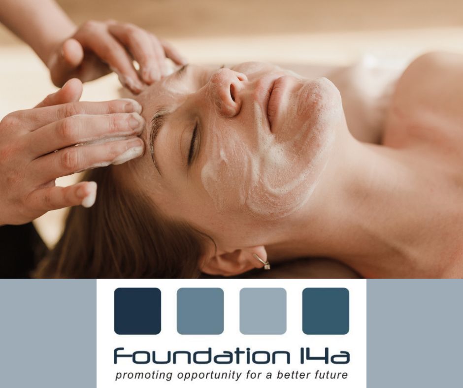 A model receiving a hydrating massage during a facials beauty course