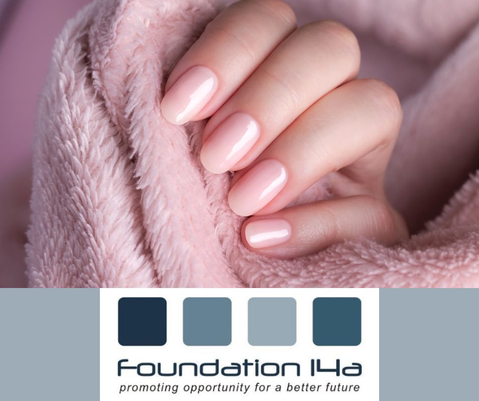 Close up of a hand with soap nails created during the gel nails training course