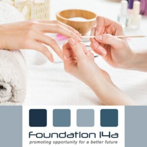 Close up of a lady's hands receiving treatment on the Manicure Training Course