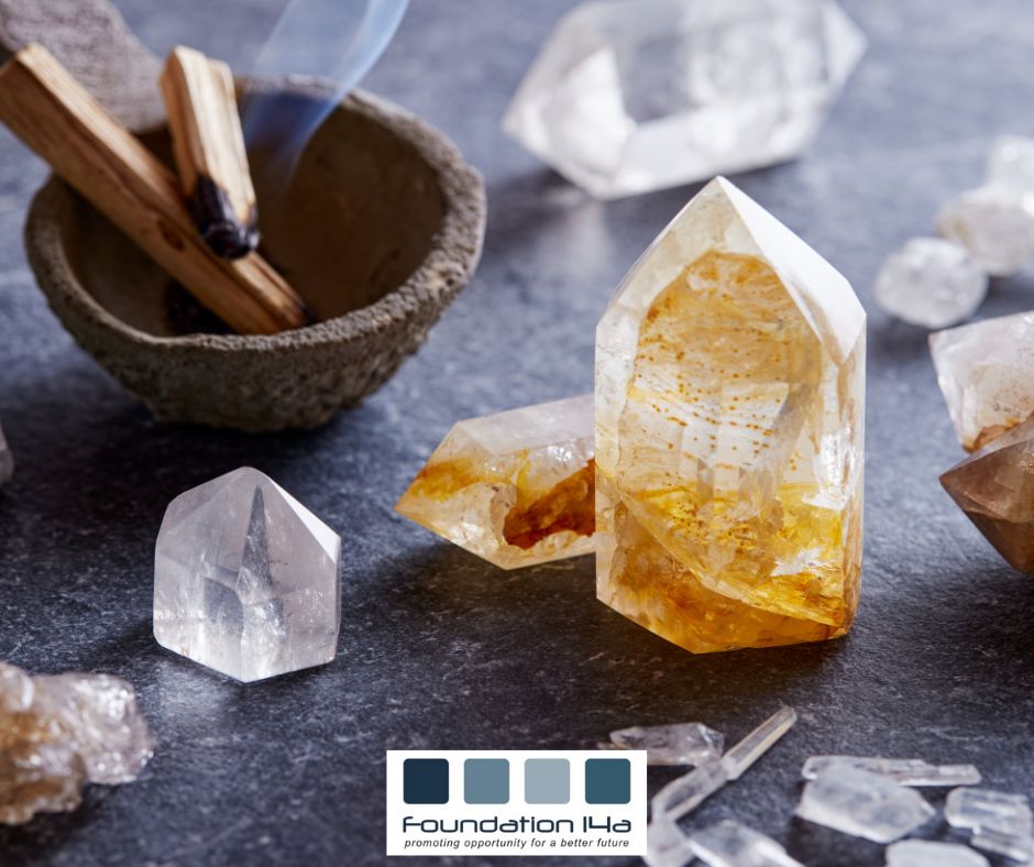 Holistic Beauty Therapy Courses - represented by crystal and sage burning in a pot